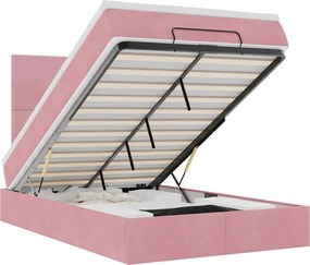 vidaXL Cadru de pat otoman cu saltele Roz 120x190cm catifea