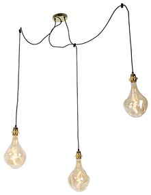 Lampă suspendată aurie cu 3 lumini cu LED auriu reglabil - Cava Luxe
