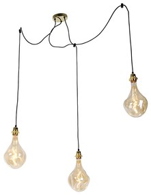 Lampă suspendată aurie cu 3 lumini inclusiv LED auriu reglabil - Cava Luxe