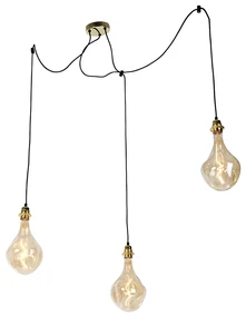 Lampă suspendată aurie cu 3 lumini inclusiv LED auriu reglabil - Cava Luxe