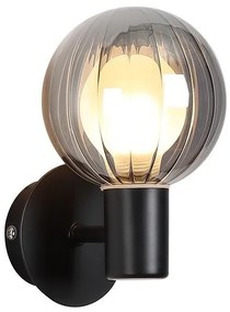 Aplica baie Protectie IP44 metal negru, sticla fumurie Luminsphere