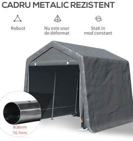 Outsunny Copertina pentru Masini, Motociclete si Biciclete, pentru exterior din Metal si Tesatura PE, Gri | Aosom Romania