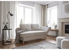 Șezlong bej cu tapițerie din catifea reiată (cu colț pe partea dreaptă) Chic Charlotte – Miuform