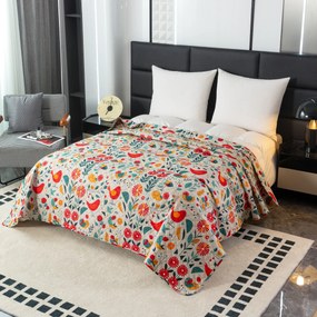 Cuvertura de pat cu model RETRO PASARE colorata Dimensiune: 220 x 240 cm