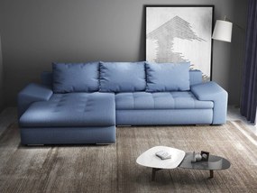 Colțar extensibil dumonde cu ladă de depozitare si sezut confortabil din spuma high-density, Leonardo Enjoy Albastru 260x185 cm