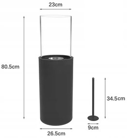 Șemineu pe bioetanol ROMA 26,5x80,5 cm 2kW negru + husă de protecție