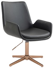 HR240CROSS Scaun Neagră din Piele Ecologica cu Bază Aurie