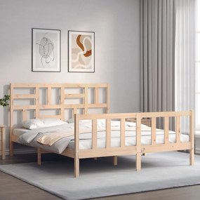 3193086 vidaXL Cadru de pat cu tăblie, 160x200 cm, lemn masiv