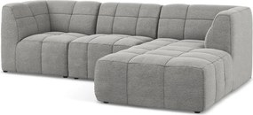 Colțar gri cu tapițerie din țesătură bouclé (cu colț pe partea dreaptă/cu șezlong) Aloha – Makamii