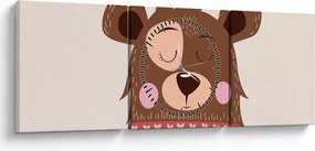 Tablou - Teddy ursuleț cu eșarfă roșie (cu ceas) (90x30 cm)