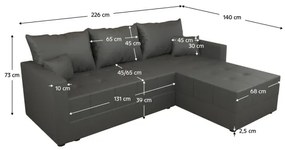 Colțar extensibil universal DUBLIN, tip L, gri