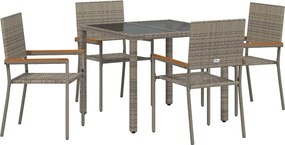 vidaXL Set de masă pentru grădină 5 pcs Gri poliratan
