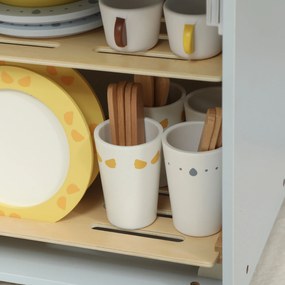 AIYAPLAY Set bucătărie cu chiuvetă, mașină de spălat vase din lemn pentru copii, 32 piese accesorii, MDF, pentru copii de la 3 ani, albastru deschis | Aosom Romania