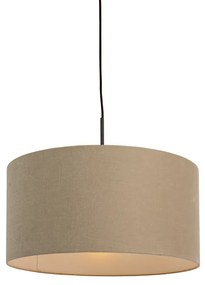 Lampă suspendată rustică neagră cu abajur bej 50cm - Combi