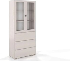 Vitrină lemn masiv TerraCraft Pin 3 Sertare, 80 × 38 × 182 cm - Natural