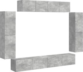 vidaXL Cabinet TV 8 pcs Gri din beton