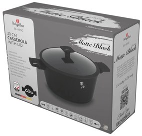 RESIGILAT - Oală cu capac 30 cm, 8 L Berlinger Haus Matte Black Collection BH 8190, înveliș titan, aspect elegant, curățare ușoară