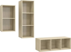 vidaXL Set de dulapuri TV, 3 piese, stejar Sonoma, lemn prelucrat