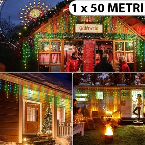 Instalație de Crăciun, franjuri cu flash, cu led tip țurțuri, fir gros, exterior, multicolor, 1 x 50