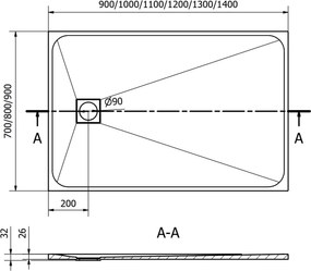 Mexen Bert cabină de duș dreptunghiulară SMC 130 x 90 cm, alb - 4K109013