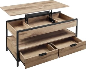 Masă de cafea reglabilă pe înălțime GASPAR, 50x100x(48-63)cm, camel maro/negru Vasagle