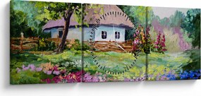 Tablou - Cabană (cu ceas) (90x30 cm)