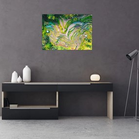 Tablou pe sticlă cu lanuri de orez din privire de sus (70x50 cm)