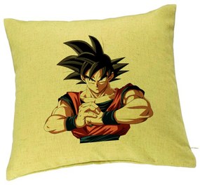 Perna Decorativa cu Dragonball Goku 2, 40x40 cm, Verde, Husa Detasabila, Burduf