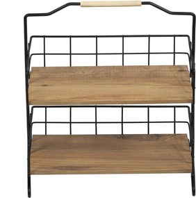 Etajera baie SHELF ELSE, stejar/negru, PAL melaminat/metal, 32x15x42 c