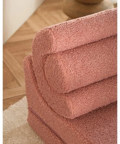 Fotoliu pentru copii roz cu tapițerie din țesătură bouclé Flipster – Wigiwama