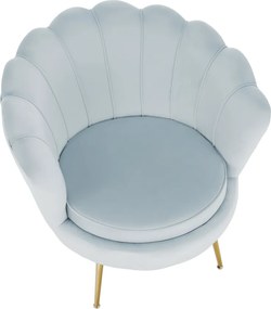 Fotoliu în stil Art-deco, catifea Velvet gri-albastru/crom auriu, NOBLIN