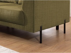 Colțar verde cu tapițerie din chenille (cu colț pe partea stângă/în formă de ”L”) Mauris – Ropez