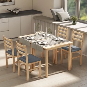 HOMCOM Set de Masă 3 Piese cu 2 Scaune, Masă de Bucătărie pentru Spații Compacte, Scaune Panouri, Spațiu de Economisire, MDF, Lemn Natural | Aosom Romania
