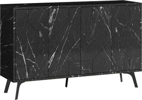 Comoda Dune, negru/negru cu efect de marmura, PAL melaminat, 123x35x77