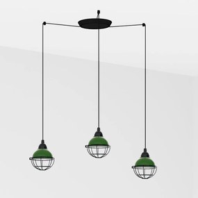 Lustra cu 3 Pendule design industrial Claire verde