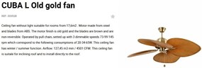 Ventilator de tavan stil vintage CUBA L Old gold