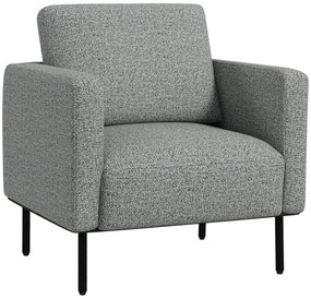 HOMCOM Fotoliu de salon fotoliu din material textil 1 loc acoperire aspect lin picioare din oțel 79 x 76 x 65 cm gri negru | Aosom Romania