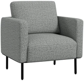 HOMCOM Fotoliu de salon fotoliu din material textil 1 loc acoperire aspect lin picioare din oțel 79 x 76 x 65 cm gri negru | Aosom Romania