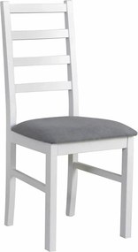Scaun NILO 8, alb/gri - Riviera 91, lemn de fag/stofa catifelata, 43x4