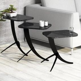 Masă pliabilă Pion Black Marble, 3 buc