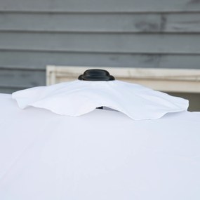 Outsunny Umbrelă Dublă de Grădină, Copertină Ventilată, 12 Nervuri, 295x152x222cm, Alb | Aosom Romania