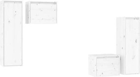 vidaXL Comode TV, alb, 4 buc., lemn masiv de pin