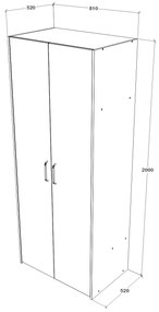 Dulap Malmo, 2 Usi, Stejar Alb/Antracit, 81 x 52 x 200 cm