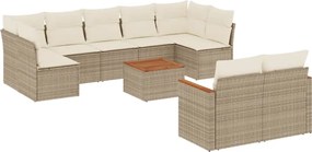 vidaXL Set canapele de grădină cu perne, 10 piese, bej, poliratan