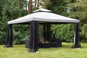 Pavilion de grădină gri cu plasă de țânțari Valencia 4x4 m Garden Point