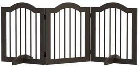 PawHut Barieră Pliabilă pentru Câini cu 3 Secțiuni din Lemn și Picioare, 154,5x29,5x61 cm, Cafeniu | Aosom Romania