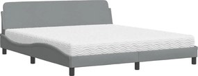 vidaXL Pat cu saltea, Dover, gri deschis, 180x200 cm, material textil