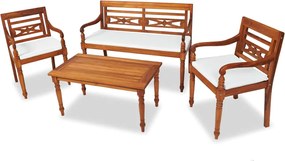 vidaXL Set mobilier de grădină cu perne, 4 piese, lemn masiv de tec
