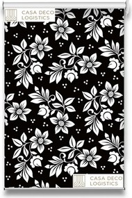 Roletă textilă Floral 8013 neagră cu model floral alb