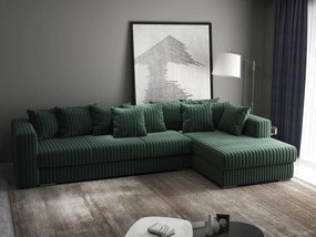 Colțar extensibil dumonde cu ladă de depozitare si sezut confortabil din spuma high-density, Gloria Ambience Green II 320x183 cm
